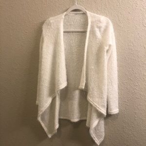White Fuzzy Waterfall Cardigan